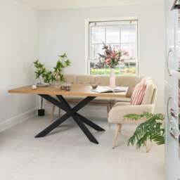 Jupiter 180cm Dining Table - Smoked Oak - With Sloane Corner & Low Bench - thumbnail 4