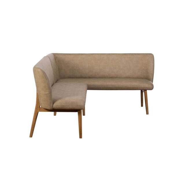 Lucca Corner Bench Dark Oak Leg (Left Hand Facing) - Taupe - image 1