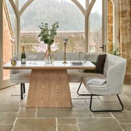 Sutton 160cm Dining Table - Ash with Frampton Corner Bench in White LHF - thumbnail 1