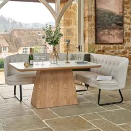 Sutton 160cm Dining Table - Ash with Frampton Corner Bench in White LHF - thumbnail 2