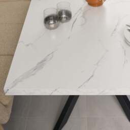 Jupiter 150cm Dining Table - Marble - With Sloane Corner Bench - thumbnail 3