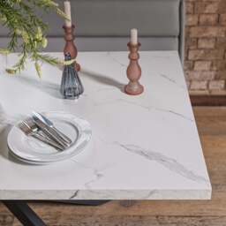 Jupiter Dining Set - Marble Effect - With RHF Corner Bench & Low Bench in Light Grey - thumbnail 5