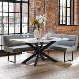 Jupiter Dining Set - Marble Effect - With LHF Corner Bench in Light Grey - thumbnail 2