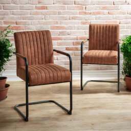 Adele Pocket Sprung Dining Chair - Tan (Set of 2) - thumbnail 1