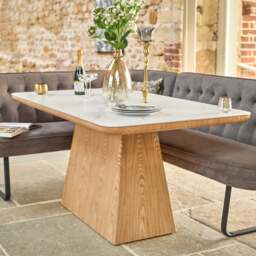 Sutton 160cm Dining Table - Ash with Frampton Corner Bench LHF & Flat Bench in Anthracite - thumbnail 5
