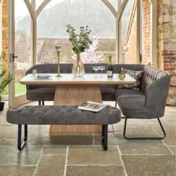 Sutton 160cm Dining Table - Ash with Frampton Corner Bench LHF & Flat Bench in Anthracite - thumbnail 1