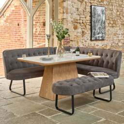 Sutton 160cm Dining Table - Ash with Frampton Corner Bench LHF & Flat Bench in Anthracite - thumbnail 2