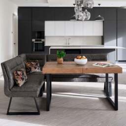Adelaide 140-180cm Extending Dining Table with Industrial Corner Bench in Grey - thumbnail 2