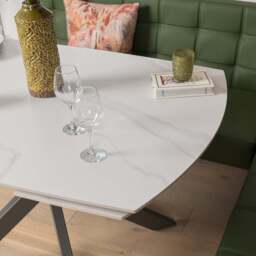 Saturn 130-190cm Motion Table White & Rubix Corner Bench in Olive Green - thumbnail 6