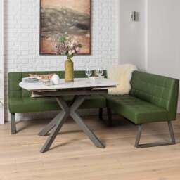 Saturn 130-190cm Motion Table White & Rubix Corner Bench in Olive Green - thumbnail 2