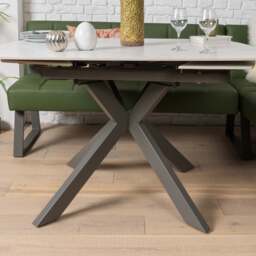 Saturn 130-190cm Motion Table White & Rubix Corner Bench in Olive Green - thumbnail 3
