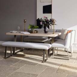Neptune 180cm Dining Table with LHF Corner Bench & 160cm Low Bench - Misty - thumbnail 2