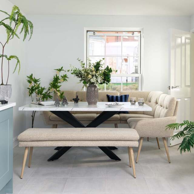 Jupiter 180cm Dining Table - Marble - With Sloane Corner & Low Bench - image 1