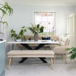 Jupiter 180cm Dining Table - Marble - With Sloane Corner & Low Bench - thumbnail 1