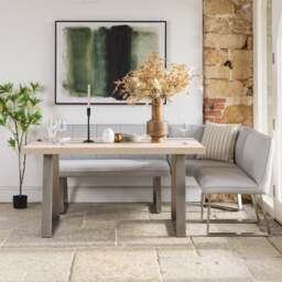 Neptune 150cm Dining Table with LHF Corner Bench - Misty - thumbnail 1