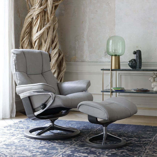 Stressless Mayfair Recliner with Signature Base & Footstool - Small / Stressless Fabrics - image 1