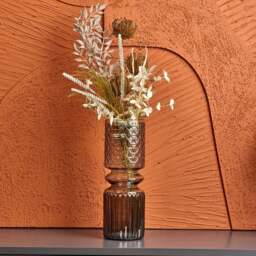 Cut Glass Vase with Diamonds and Lines Design in Luster Grey - Large - thumbnail 1