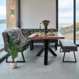 Soho Dining Table 200cm with Industrial Corner Bench and Industrial Low Bench - Grey - thumbnail 2