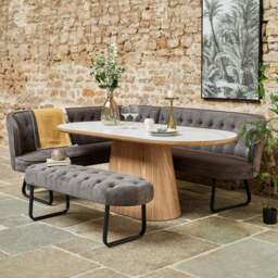 Sutton 200cm Dining Table - Ash with Frampton Corner Bench RHF & Flat Bench in Anthracite - thumbnail 1