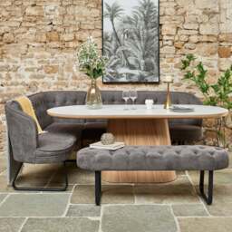 Sutton 200cm Dining Table - Ash with Frampton Corner Bench RHF & Flat Bench in Anthracite - thumbnail 2