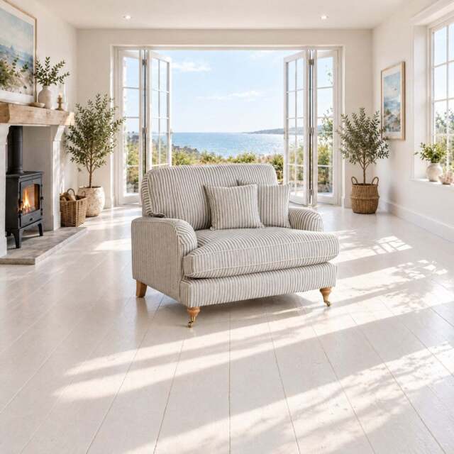 Eastbourne Snuggler in Grey Stripe with Grey Stripe Cushions - image 1