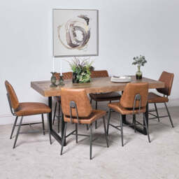 Adelaide 180cm Dining Table & 6 Digby Dining Chairs - Tan - thumbnail 2