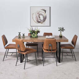 Adelaide 180cm Dining Table & 6 Digby Dining Chairs - Tan - thumbnail 1