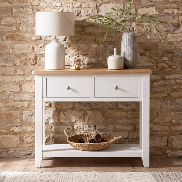 Tetbury Console Table With Shelf in Painted / Oak - image 1