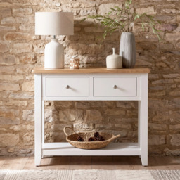 Tetbury Console Table With Shelf in Painted / Oak - thumbnail 1