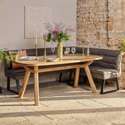 Ashmore 200cm Dining Table with Industrial Corner Bench - Grey - thumbnail 1