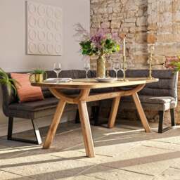Ashmore 200cm Dining Table with Industrial Corner Bench - Grey - thumbnail 3