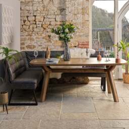 Ashmore 200cm Dining Table with Industrial Corner Bench - Grey - thumbnail 2