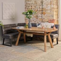 Ashmore 200cm Dining Table with Industrial Corner Bench - Grey - thumbnail 4