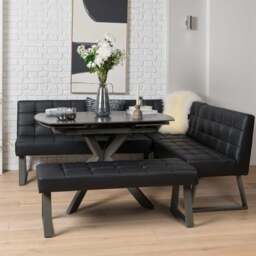 Saturn 130-190cm Motion Table Dark Grey & Rubix Corner Bench With Low Bench in Black - thumbnail 1