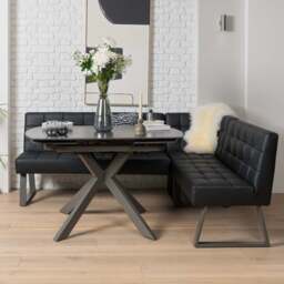 Saturn 130-190cm Motion Table Dark Grey & Rubix Corner Bench With Low Bench in Black - thumbnail 4