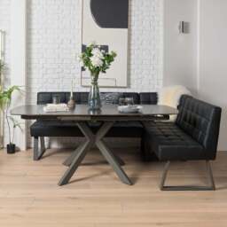 Saturn 130-190cm Motion Table Dark Grey & Rubix Corner Bench With Low Bench in Black - thumbnail 2