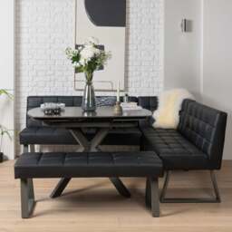 Saturn 130-190cm Motion Table Dark Grey & Rubix Corner Bench With Low Bench in Black - thumbnail 3