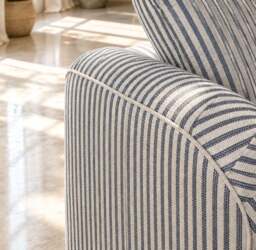 Eastbourne 3 Seater Sofa in Navy Stripe with Navy Stripe Cushions - thumbnail 3