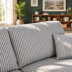 Eastbourne 3 Seater Sofa in Navy Stripe with Navy Stripe Cushions - thumbnail 4