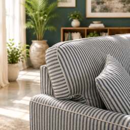 Eastbourne 3 Seater Sofa in Navy Stripe with Navy Stripe Cushions - thumbnail 5