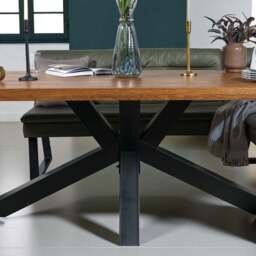 Soho 200cm Dining Table with Industrial Corner Bench in Olive - thumbnail 3