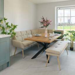 Jupiter 150cm Dining Table - Smoked Oak - With Sloane Corner & Low Bench - thumbnail 1