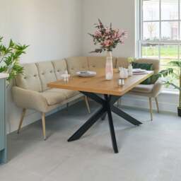 Jupiter 150cm Dining Table - Smoked Oak - With Sloane Corner & Low Bench - thumbnail 5