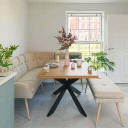 Jupiter 150cm Dining Table - Smoked Oak - With Sloane Corner & Low Bench - thumbnail 2
