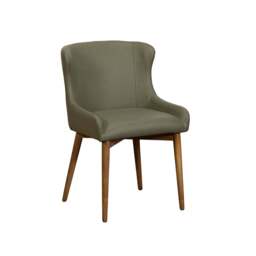 Lucca Dining Chair Wooden Leg - Green - thumbnail 2