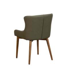 Lucca Dining Chair Wooden Leg - Green - thumbnail 3