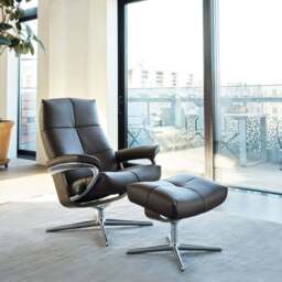 Stressless David Recliner with Cross Base and Footstool - thumbnail 1