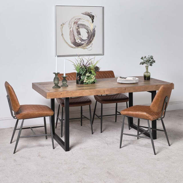 Adelaide 180cm Dining Table & 4 Digby Dining Chairs - Tan - image 1