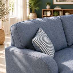 Eastbourne 3 Seater Sofa in Navy with Navy Stripe Cushions - thumbnail 4