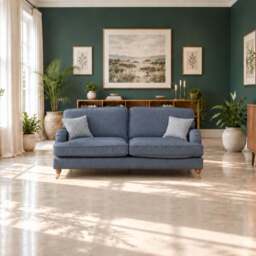 Eastbourne 3 Seater Sofa in Navy with Navy Stripe Cushions - thumbnail 2